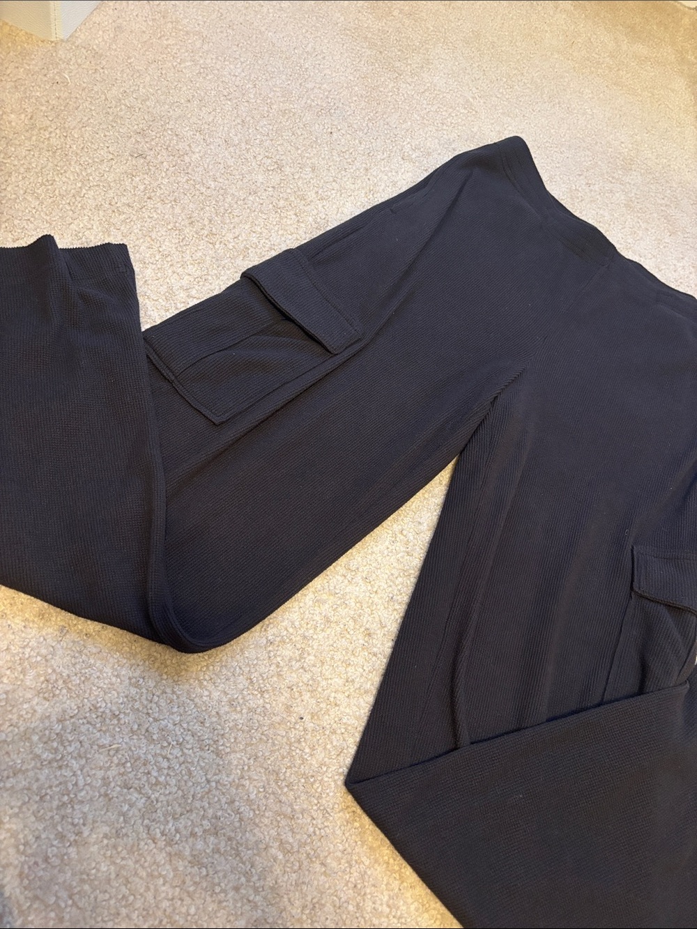 No Boundaries Black waffle knit super soft Cargo wide leg Pants